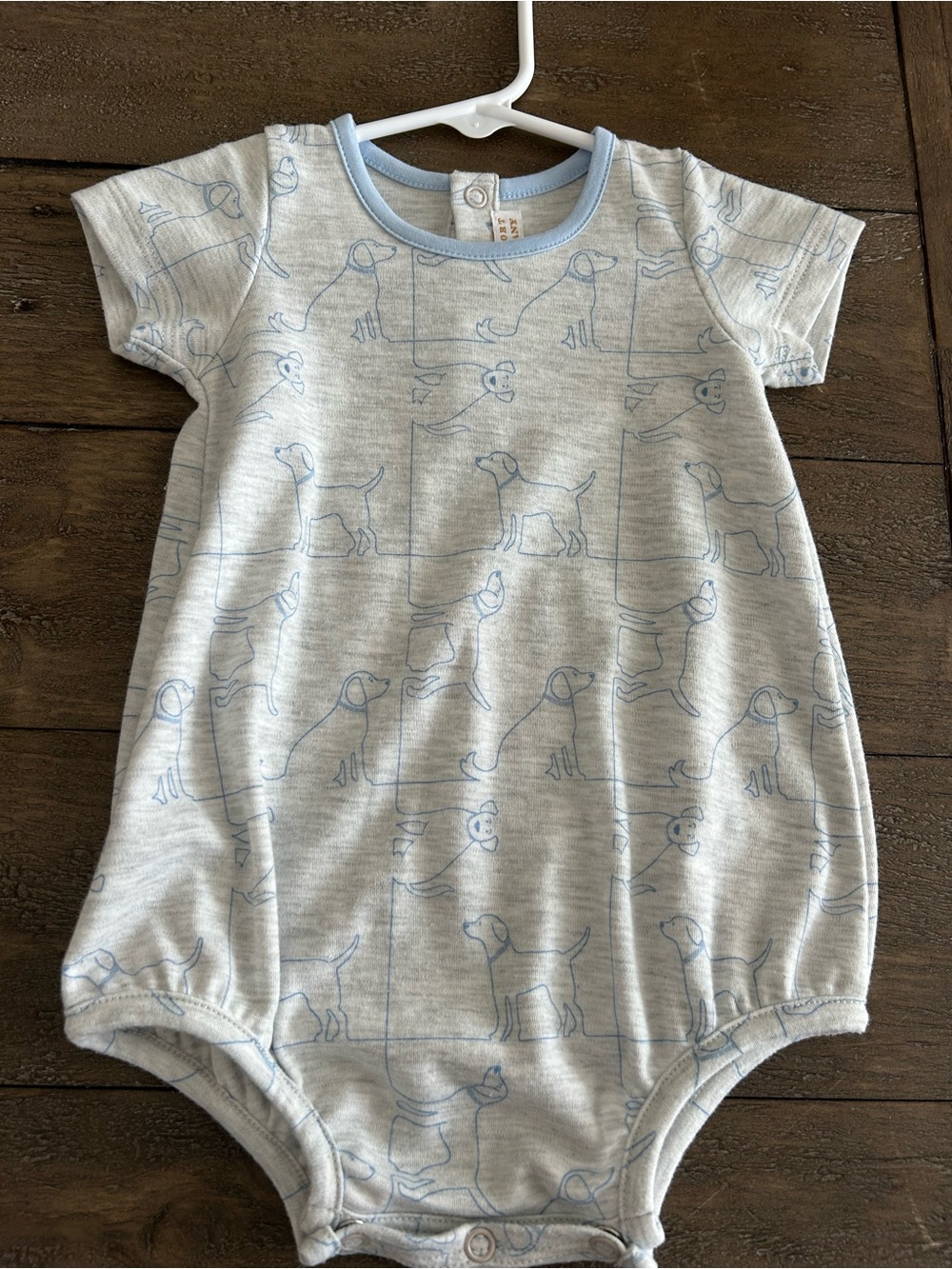 TBBC Blue & Gray Dog Print Short-Sleeve One-Piece for Kids. Great condition.